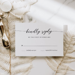 Klassisches Elegant-Schwarz-Weiß-Kalligrafie-Skrip RSVP Karte