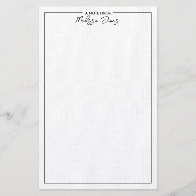 Klassisches Elegant - Schwarz-Weiß-Note Briefpapier (Vorderseite)