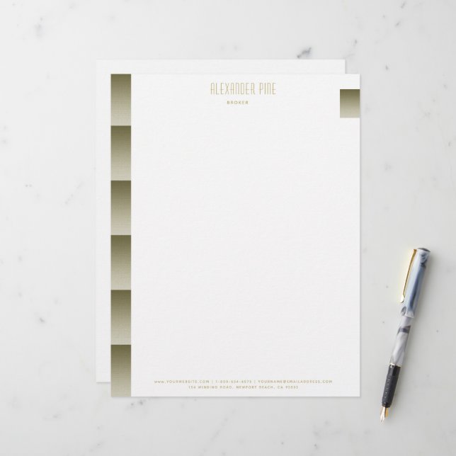 Klassisches Elegantes, einfaches Gold Beruflich Bu Briefbogen (Vorderseite/Rückseite Beispiel)