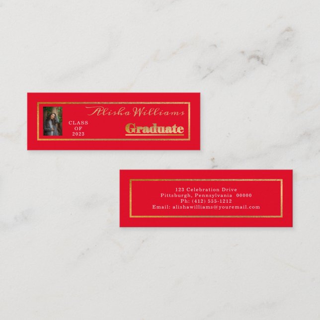 Klassisches elegantes Foto für den Goldenen Text Mini Visitenkarte (Vorne/Hinten)