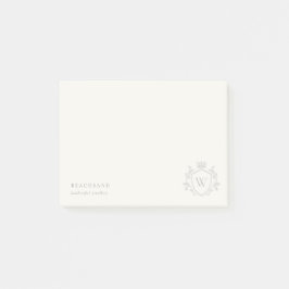 Klassisches Elegantes graues Monogram, florales Cr Post-it Klebezettel