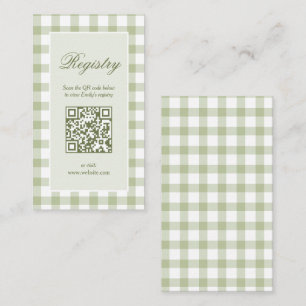 Klassisches elegantes grünes Gingham-Baby-Shower-G Begleitkarte