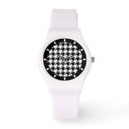 Klassisches elegantes Hahnentrittmuster-Muster Sch Armbanduhr