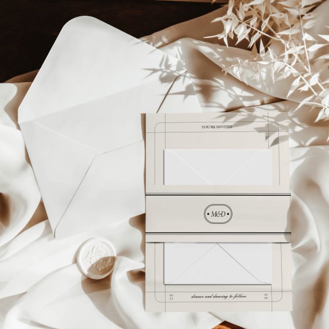 Klassisches elegantes, hellgraues Hochzeitsmonogra Einladungsbanderole (Von Creator hochgeladen)