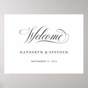 Klassisches elegantes Hochzeit-Willkommensschild Poster