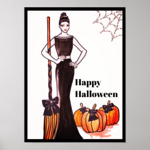 Klassisches elegantes langes schwarzes Halloween-K Poster