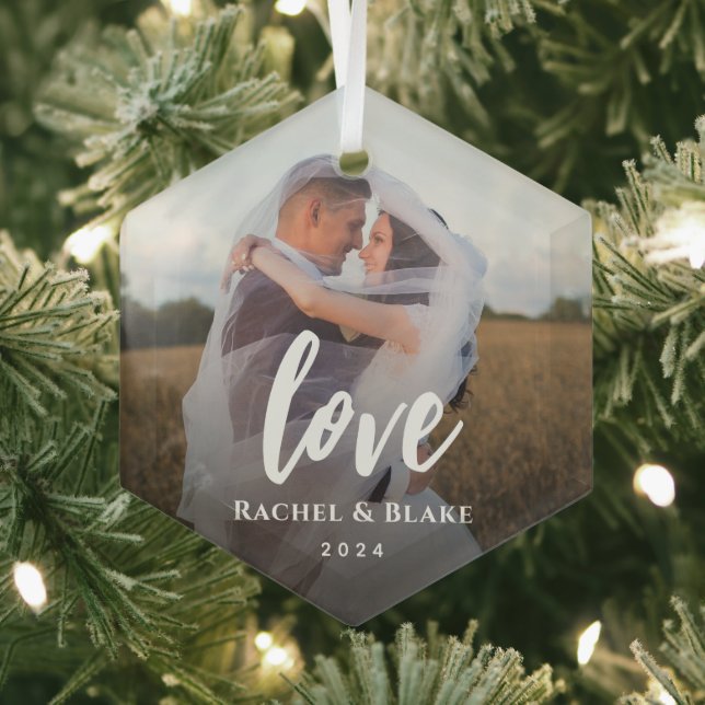Klassisches Elegantes Liebe-Foto Ornament Aus Glas (Insitu)