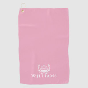 Klassisches Elegantes Rosa Personalisierter Name M Golfhandtuch