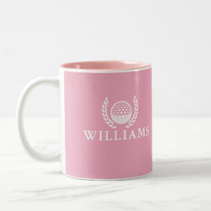 Klassisches Elegantes Rosa Personalisierter Name M Zweifarbige Tasse