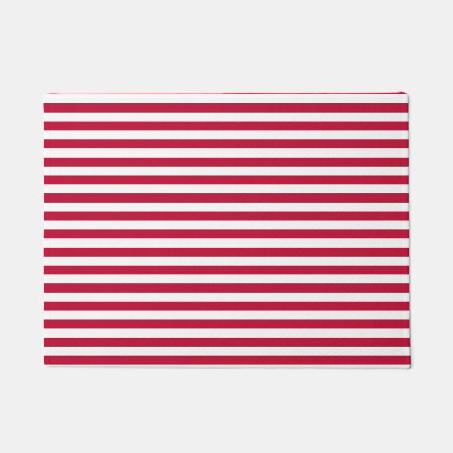 Klassisches elegantes rotes weißes Streifen-Muster Fußmatte (Vorderseite)