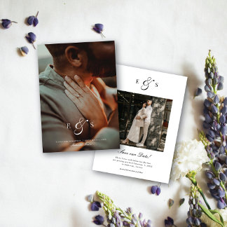 Klassisches elegantes Schriftmonogramm zweiseitige Save The Date