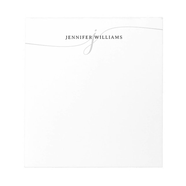 Klassisches elegantes Script Black Gray Modern Mon Notizblock (Vorderseite)