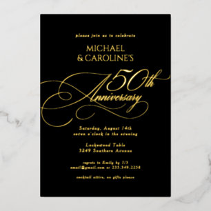 Klassisches, elegantes Script zum 50. Hochzeitstag Folieneinladung