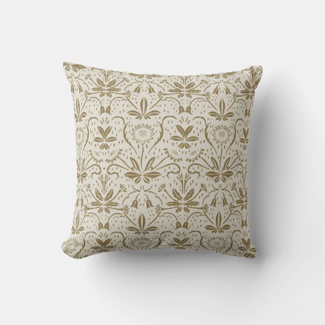 Klassisches elegantes Vintages Beige-Blumenmuster Kissen (Vorderseite)
