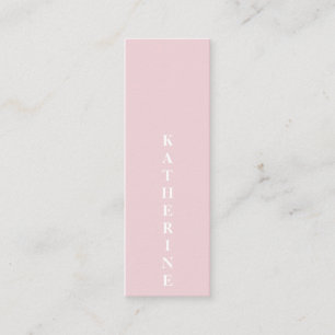 Klassisches, elegantes weißrosa minimalistisches F Mini Visitenkarte