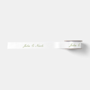 Klassisches Elfenbein Grün Hochzeit Brauch Name Satinband