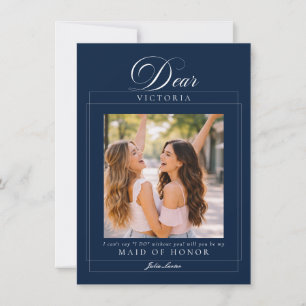 Klassisches Elfenbein Navy Blau Maid of Honor Vors Einladung
