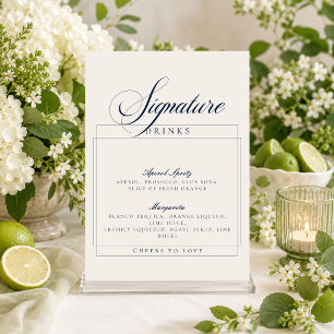 Klassisches Elfenbein-Navy Blau Signature Drinks S Einladung