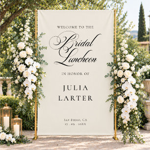 Klassisches Elfenbein-Schwarze Kalligrafie-Bridal- Banner