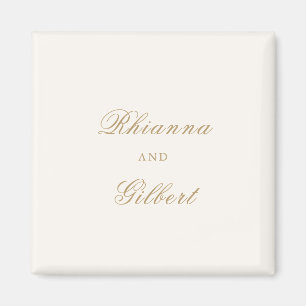 Klassisches Elfenbein und Gold Zeitloses Hochzeit Magnet