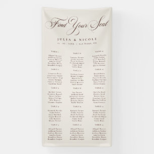 Klassisches Elfenbeinbraunes Hochzeitssitzplan-Sch Banner