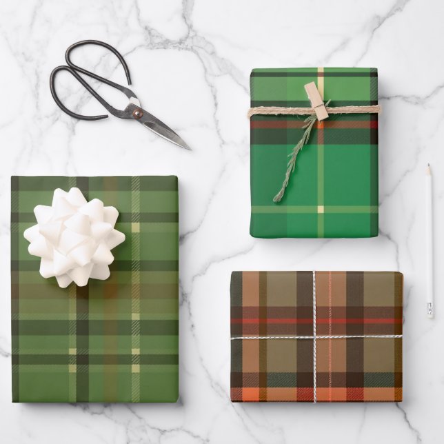 Klassisches Englisch Folk Kariert Wrapping Paper Geschenkpapier Set (Vorderseite)