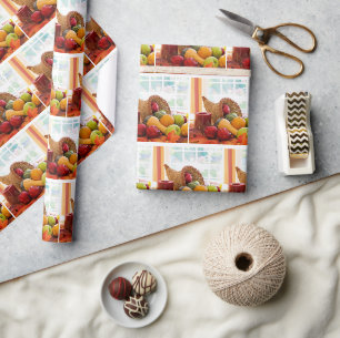 Klassisches Erntetisch-Muster mit Fülle Geschenkpapier