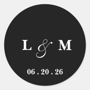 Klassisches Etikett für das Hochzeitdatum für saub Runder Aufkleber