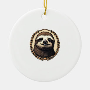 Klassisches Faultier-Gravur-Natur-Shirt (1) Keramik Ornament