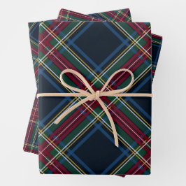 Klassisches Feiertags-Karotuch, das zu Weihnachten Geschenkpapier Set