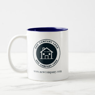 Klassisches Firmenlogo hinzufügen Zweifarbige Tasse