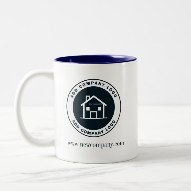 Klassisches Firmenlogo hinzufügen Zweifarbige Tasse (Links)