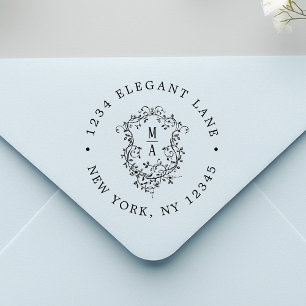 Klassisches florales Wappen Hochzeit Rücksendeadre Permastempel