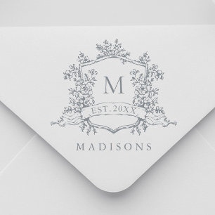 Klassisches florales Wappen-Monogramm Permastempel