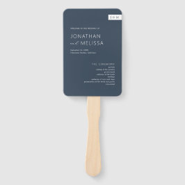 Klassisches formales Hochzeitsprogramm für Blaue M Fächer