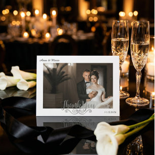Klassisches formelles Filigran-Hochzeitsfoto im La Dankeskarte