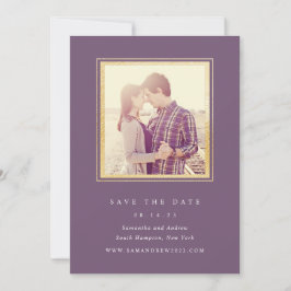 Klassisches Foto aus Gold und Pflaumenblättern Sav Save The Date