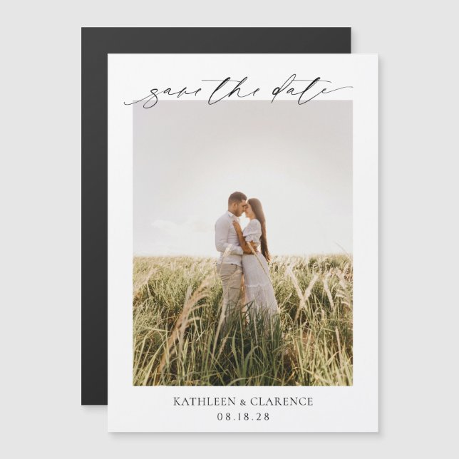Klassisches Foto Elegante Hochzeit Save the Date Magneteinladung (Vorne/Hinten)