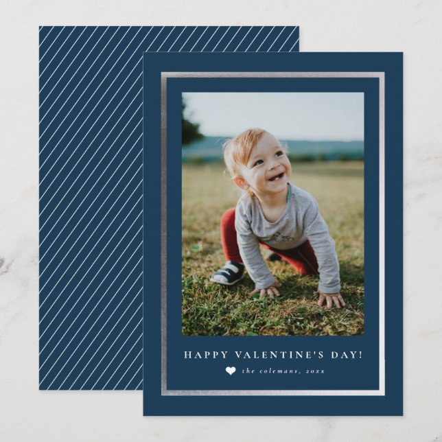 Klassisches Foto Portrait Valentinstag Mitteilungskarte (Vorne/Hinten)