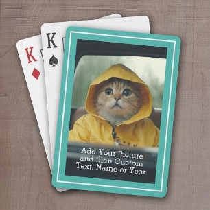 Klassisches Foto und Aquamariner Text Spielkarten