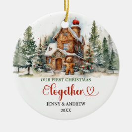 Klassisches Foto - unsere ersten Weihnachten zusam Keramik Ornament