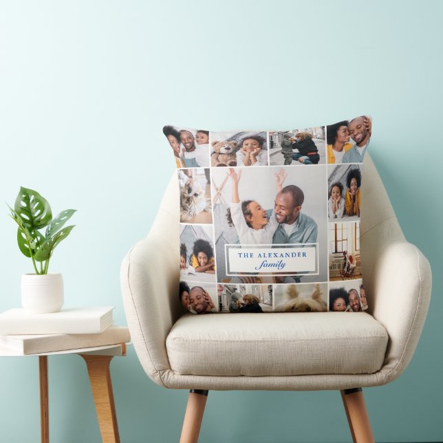 Klassisches Fotomaterial mit Familienname Kissen (Stuhl )