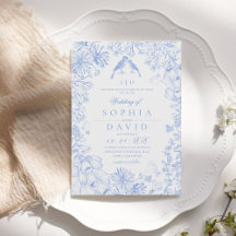 Klassisches Französisch Blau Weiß Floral Hochzeit