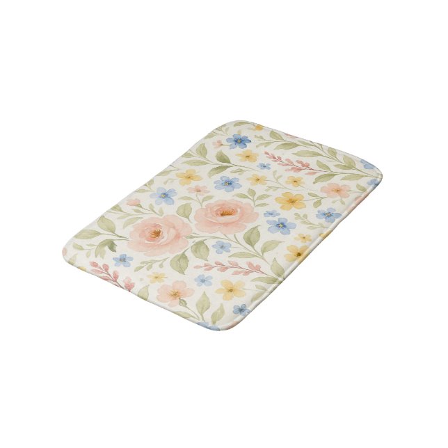 Klassisches französisches Blumenmuster des Shabby  Badematte (Schrägansicht)