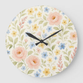 Klassisches französisches Blumenmuster des Shabby Große Wanduhr