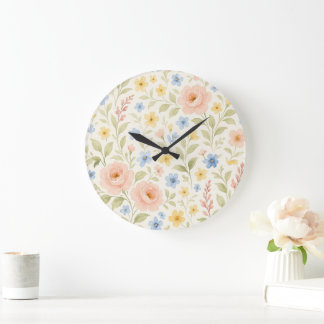 Klassisches französisches Blumenmuster des Shabby Große Wanduhr