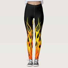Klassisches frisiertes Auto, das an Flammen-Dekor Leggings