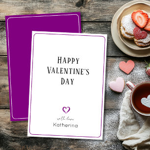 Klassisches Frohes Valentinstag Lila Kleines Herz Feiertagskarte