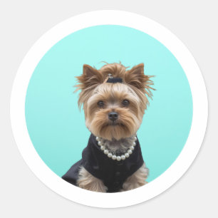 Klassisches Frühstücksposter Yorkshire Terrier Yor Runder Aufkleber