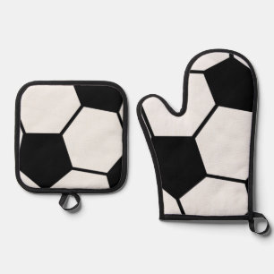 Klassisches Fußballgrafik Traditioneller Sportfan Ofenhandschuh & Topflappen-Set